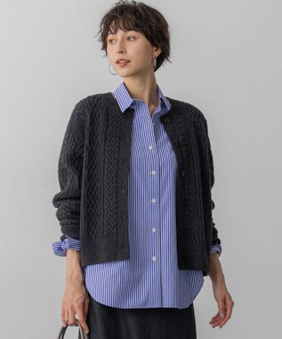 【洗える】カシミヤブレンド ケーブルニットカーディガン