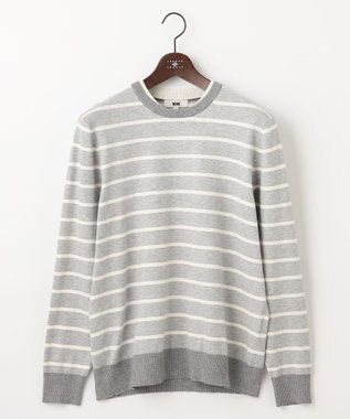JOSEPH ABBOUD 【チクチクしない/イージーケア/3シーズン対応】ハイカウントSNOWY ボーダー ニットＴ ライトグレー系2