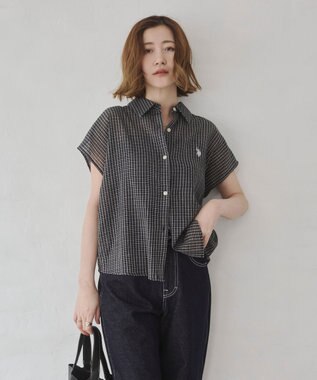 WEGO U.S. POLO ASSN.別注 フレンチスリーブシャツ ブラック