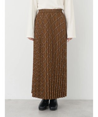 earth music&ecology すきな丈プリーツスカート Check Yellow