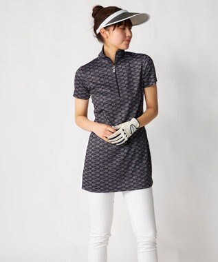 FILA GOLF／marie claire 【Marie claire sports】ロゴ柄ハーフジップチュニック ブラック