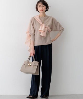 23区 【接触冷感/UVカット/吸水速乾】ストレッチジョーゼット ワイド パンツ ネイビー系