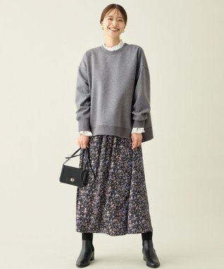 ANY L サイドドットダンボールトレーナー グレー