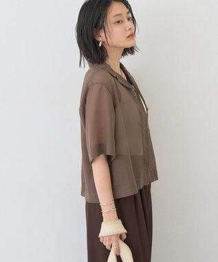 AMERICAN HOLIC シアーショート丈開襟シャツ Brown
