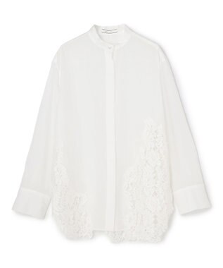 BEIGE， GALENA / コットンレースバンドカラーシャツ Off