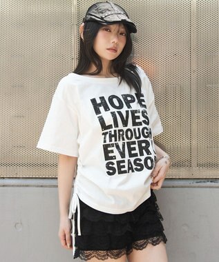 WEGO サイドドロストオフショルグラフィックT ホワイト