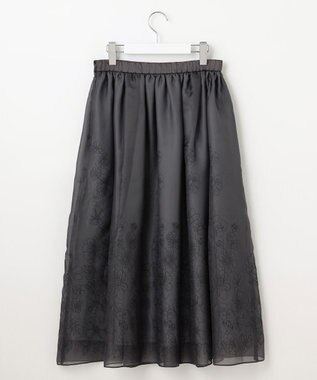 自由区 【洗える】シアーパネルエンブロイダリー スカート スチール