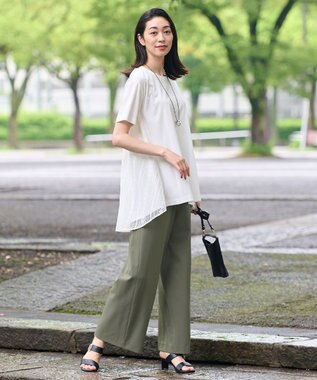 自由区 【WEB限定・洗える・XSサイズあり】レースコンビ カットソー アイボリー系