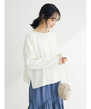 Green Parks 洗える　ボートネックニットプルオーバー Off White