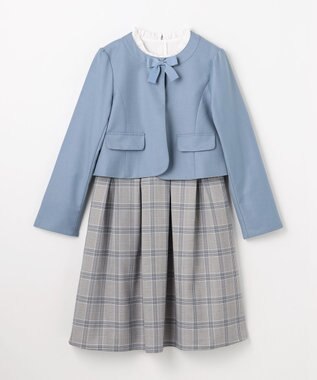 組曲 KIDS 【150-170㎝】 チェックワンピース＆T/Rジャケットセット サックスブルー