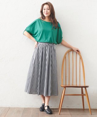 ANY 【接触冷感/UVケア/シワになりにくい】ドルマンスリーブ Tブラウス グリーン