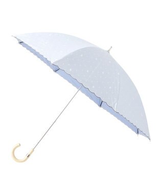 MOONBAT 【軽量】POLO RALPH LAUREN 晴雨兼用日傘 長傘 ストライプドット／遮光 遮熱 UV サックスブルー