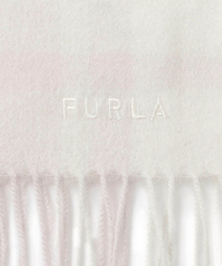 MOONBAT FURLA ウールブロックチェックラメマフラー/幅30cm ペールピンク