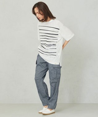 JOSEPH ABBOUD MOUNTAIN 【SPACE／UNISEX】リヨセルリネンシャンブレー パンツ ブルー系