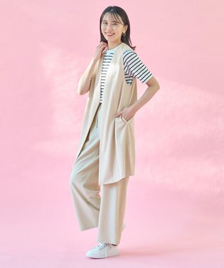 ANY 【セットアップ対応・UVケア・接触冷感】イージケアスタイルアップジレ サンドベージュ