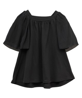 earth music&ecology マジョリカフレアスリーブスクエアプルオーバー Black