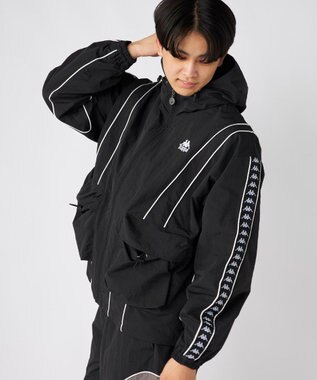 OP／FILA 【Kappa】オーバーシルエット バンダナイロントラックジャケット ブラック