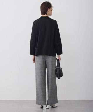 ICB L アセテートダブルサテン ランタンスリーブブラウス ブラック