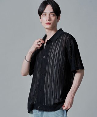 WEGO 【２点SET】アンサンブルシアーシャツ（SS） ブラック