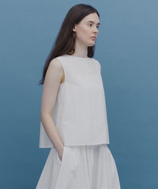 UNFILO 【セットアップ着用可】FINE MOVE パンチング ドットブラウス