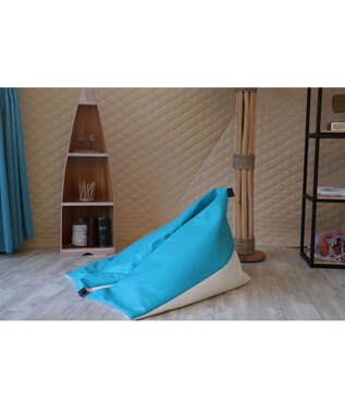 ビーズクッション tetra 【tetra LUXE】OD 3WAYビーズクッション ターコイズ×オフホワイト