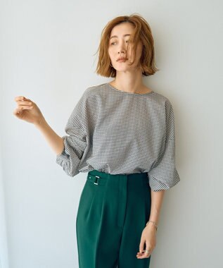 YECCA VECCA 2wayボリューム袖ブラウス Hounds Tooth