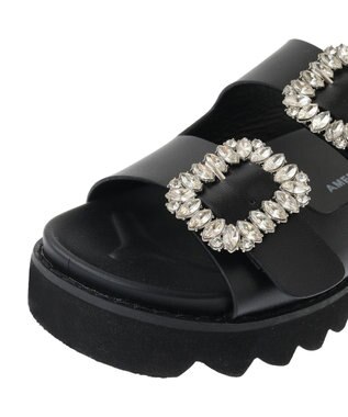 AMERICAN HOLIC ビジューフラットサンダル Black