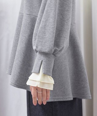 Tiaclasse 【吸水発熱・洗える】袖口ドッキングカットソープルオーバー グレー