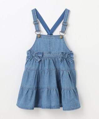 ANY KIDS ティアード デニムジャンパースカート ブルー