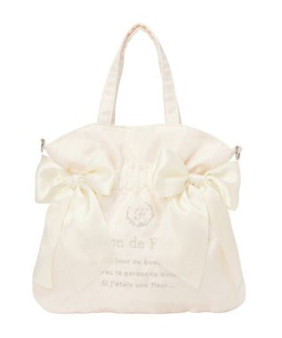 Maison de FLEUR オーガンジーダブルリボン2Wayトートバッグ Ivory