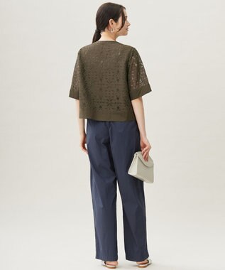 自由区 【カタログ掲載・洗える】フラワータイルレース ブラウス ダークオリーブ