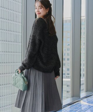 Tiaclasse 【洗える】ふわふわ片畦ラメシャギーカーディガン ブラック