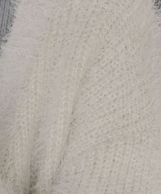 Tiaclasse 【洗える】ふわふわ片畦ラメシャギーカーディガン オフホワイト