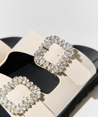 AMERICAN HOLIC ビジューフラットサンダル Ivory