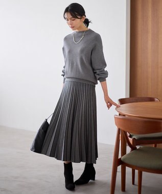 ANY 【洗濯機可/ウエストゴム】ニットセットアップⅡ チャコール