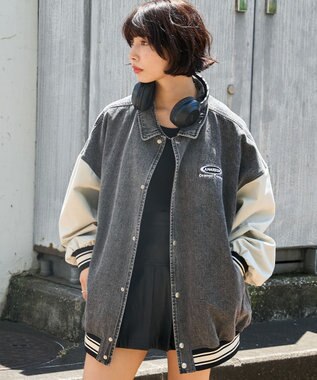 WEGO 【ユニセックス着用ITEM】デニムスタジャン ブラック