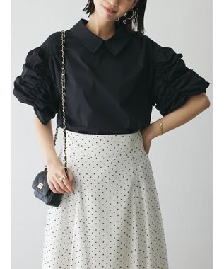 Green Parks AnriettMusee ギャザースリーブブラウス Black