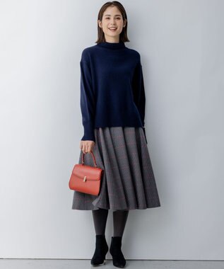 組曲 L ウールカシミヤミックス ロールネック ニット ネイビー系