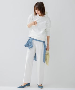 23区 【洗える】CANCLINI バンドカラー シャツ ブルー×ホワイトストライプ