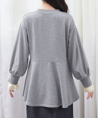 Tiaclasse 【吸水発熱・洗える】袖口ドッキングカットソープルオーバー グレー
