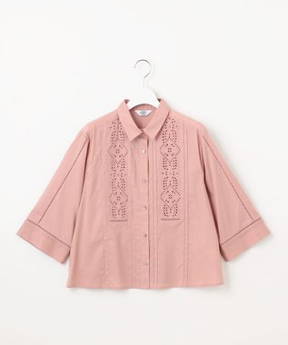 J.PRESS LADIES 【洗える】セルロースライト刺繍  シャツ ブラウス ローズピンク系