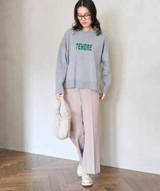 UNFILO 【新色追加】スウェットライク ロゴニット [NEW]グレー×グリーンロゴ