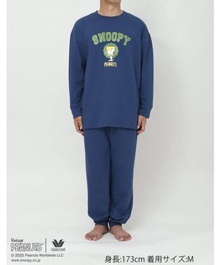 WACOAL ワコール_リラックス＆スリープ パジャマ 綿100%(本体) ガーゼ裏毛素材 長袖 長ズボン PEANUTS スヌーピー メンズ FGX560 /ワコール コン