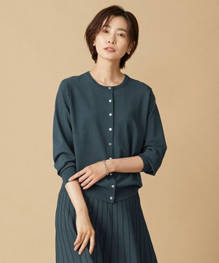 J.PRESS LADIES L 【洗える】 レーヨンエリートストレッチ カーディガン ダークグリーン系