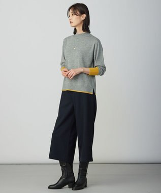 J.PRESS LADIES L SOFT TOUCH WOOL ブロッキング ニット グレー×イエロー系
