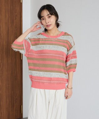 CRAFT STANDARD BOUTIQUE マルチカラーファンシーニットプルオーバー Pink