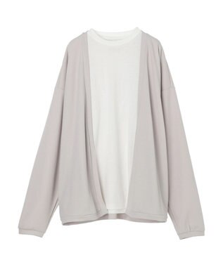 CRAFT STANDARD BOUTIQUE 梨地カットカーディガン＋ＬＳ　ＴＥＥーＳＥＴ Light Gray