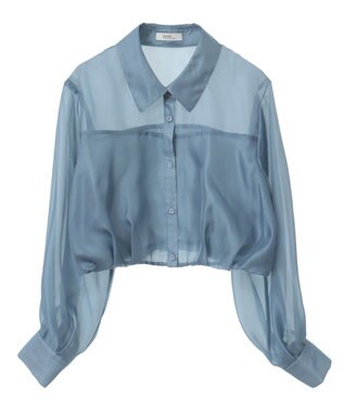 earth music&ecology バルーンシアーショートシャツ Blue