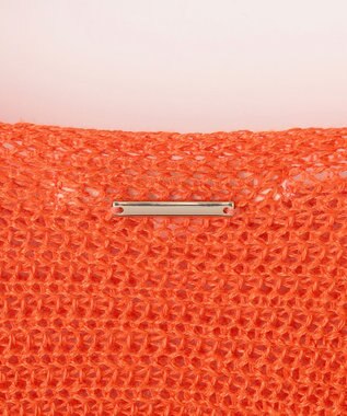 自由区 S 【洗える】リネンミドルゲージドルマンスリーブ ニット オレンジ