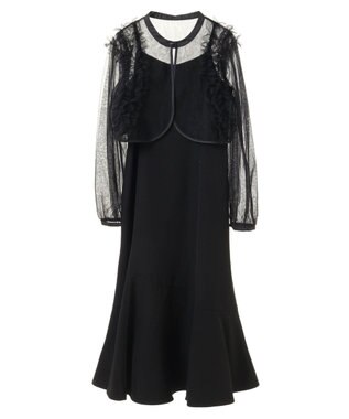 earth music&ecology ＳＥＴ２点チュールブラウス付きキャミワンピース Black